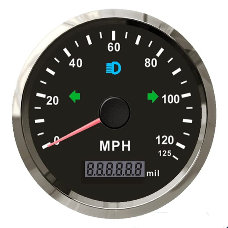 ELING Auto Speed Gauge Kit MPH GPS Speedometer Odometer 125MPH Mileage Adjustable Overspeed Alarm for Boat Car Truck Motorcycle 85MM 12V 24V - Image 1